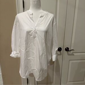 NWT Banana Republic Poplin shirt with cuffed sleeves, White, Size XL